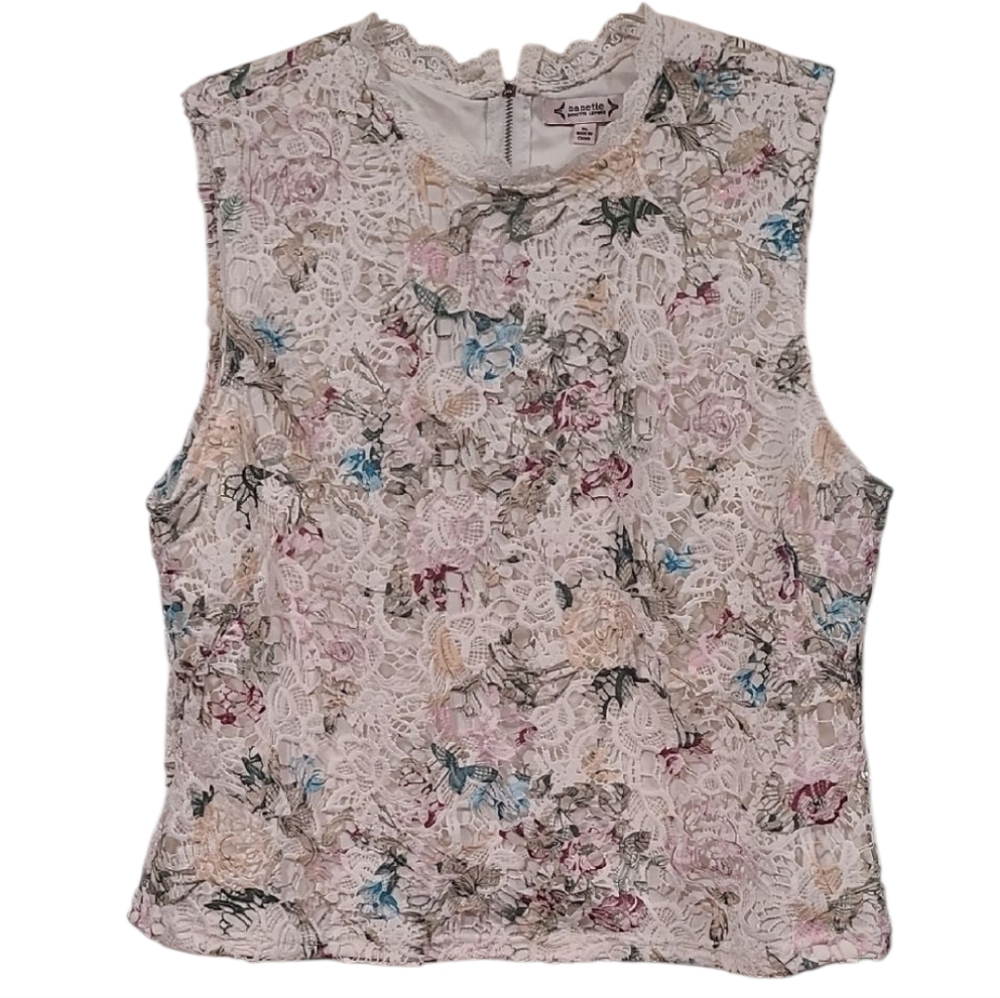Nanette Lepore sleeveless floral lace blouse in size XL